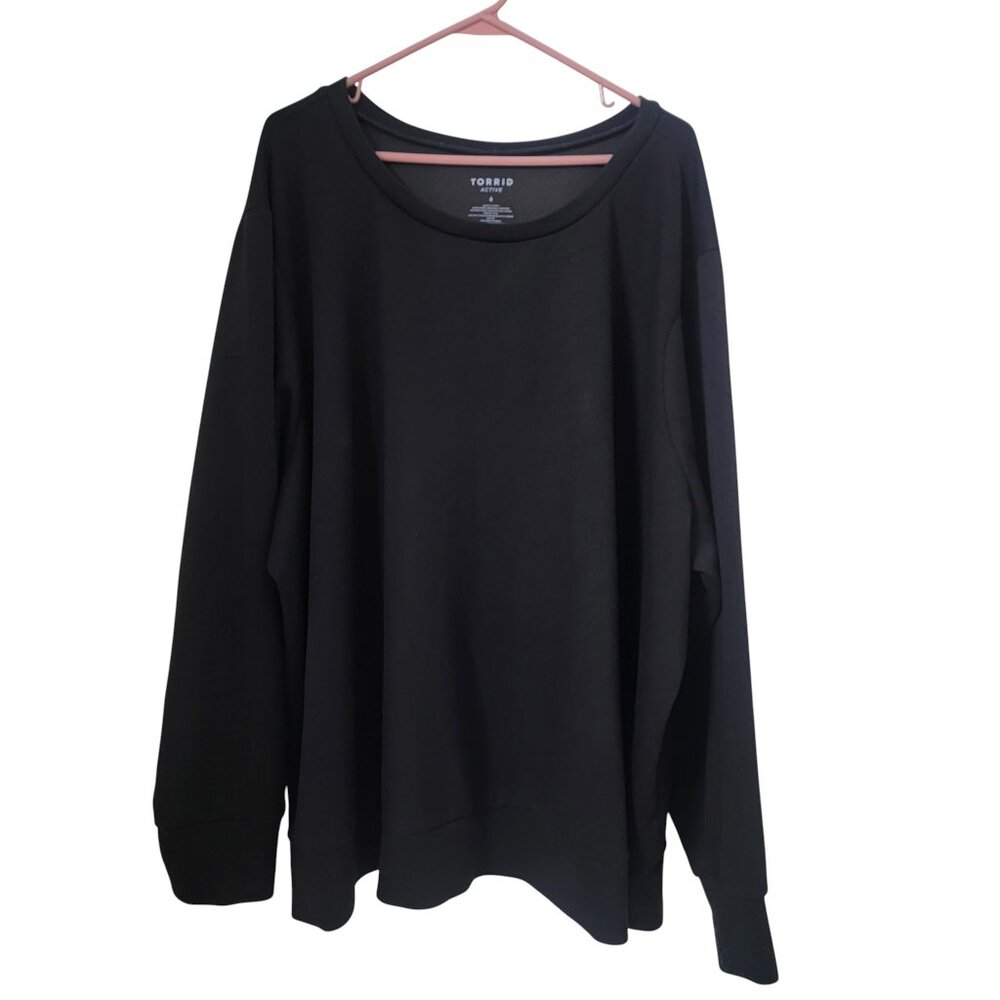 Torrid Active Size 6 (6X) Black Long Sleeve Cupro Pullover, Like New Condition